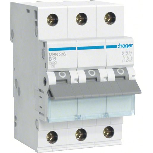 Hager LS-SCHALTER 3P 16A-B 6KA 3PLE / HAGER MBN316