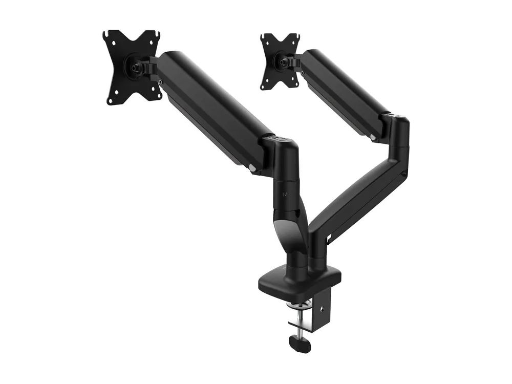 j5create JTSA102 - Befestigungskit (Monitorarm, Klemmmontagesockel, Tischplattenbohrung) - für 2 LCD-Displays - ergonomisch, dual - Aluminium, Kunststoff, Stahl - Schwarz - Bildschirmgröße: 43.2-81.3 cm (17"-32")