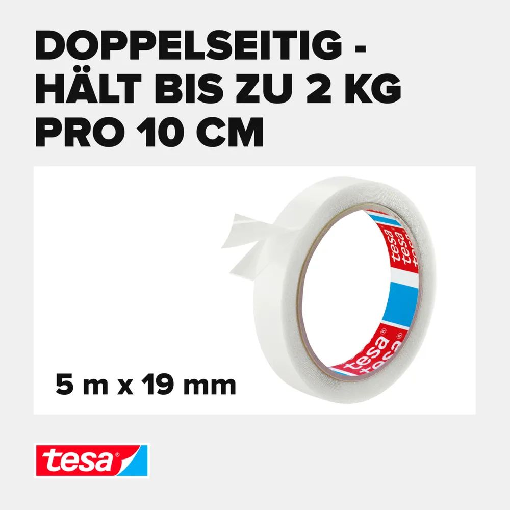 Tesa Powerbond - Doppelseitiges Klebeband - 19 mm x 5 m