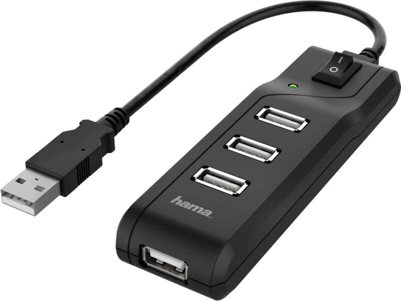 Hama 200118 USB 2.0 Hub, 4 Ports, 480 Mbit/s