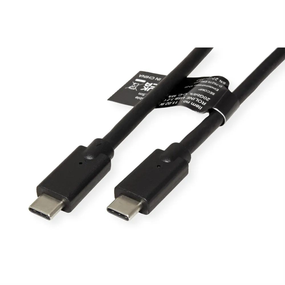 ROLINE USB3.2 Gen2x2 Kabel, C–C, ST/ST, 4K UHD-1, 20Gbit/s, 240W, schwarz, 1 m