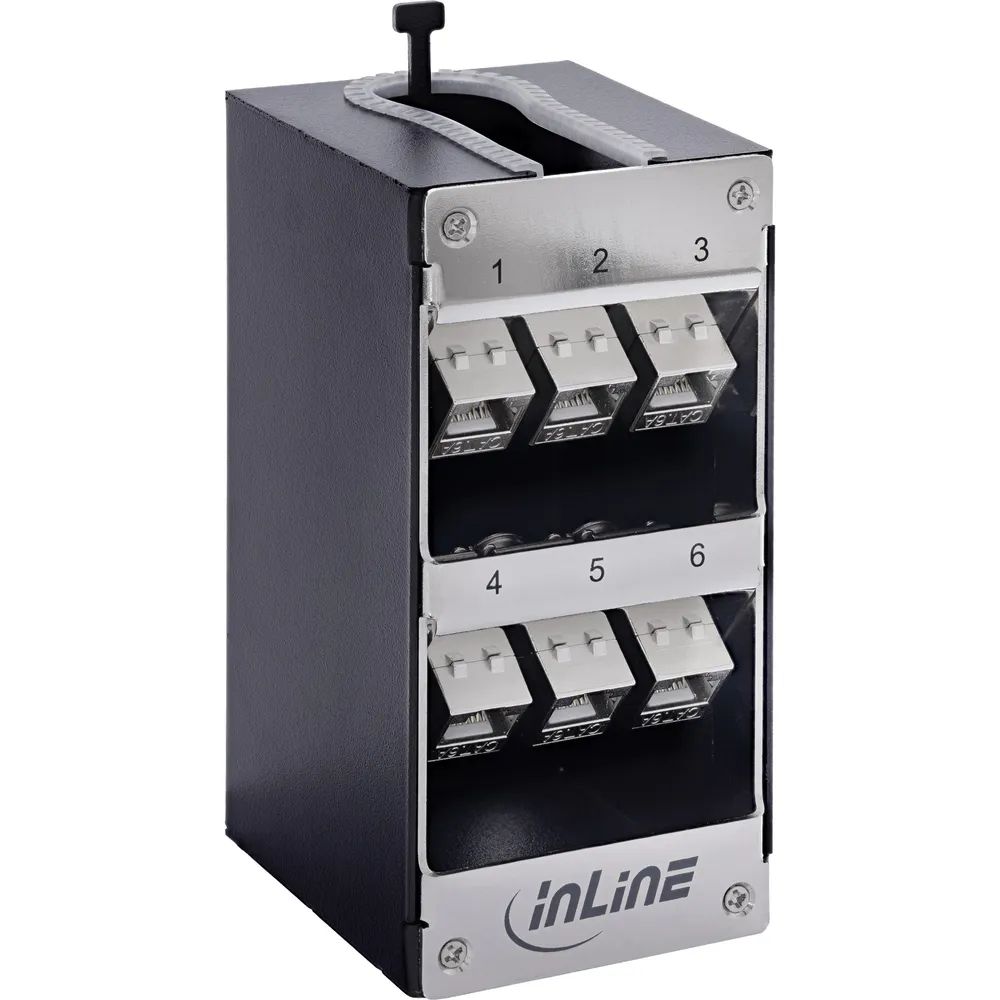 InLine Verteilerkasten 6-Port Cat.6A Wand-/Hutschiene inkl. Keystone-Module