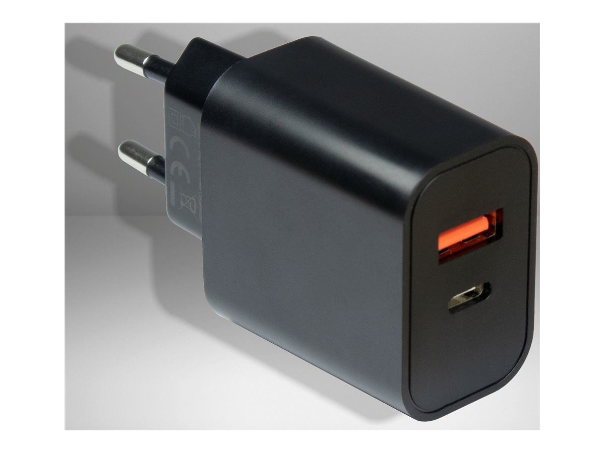 Inter-Tech PD-2120 - Netzteil - klein - 20 Watt - 3 A - PD, QC 3.0 - 2 Ausgabeanschlussstellen (USB Typ A, 24 pin USB-C)