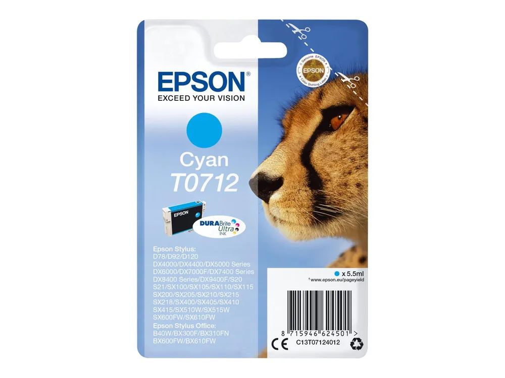 Epson T0712 - 5.5 ml - Cyan - original - Blister