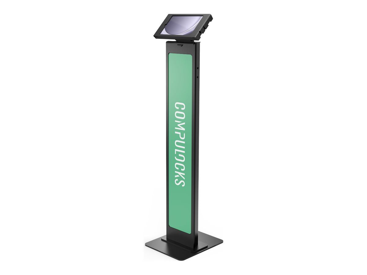 Compulocks Galaxy Tab A9 Apex Enclosure Brandable Floor Stand Black - Aufstellung - für Tablett - Branding-fähig - verriegelbar - Metallrahmen - Schwarz - Bildschirmgröße: 22.1 cm (8.7")