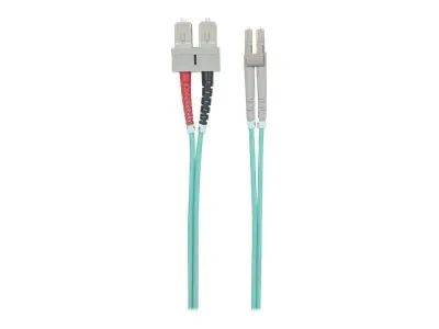 Intellinet Fiber Optic Patch Cable, OM3, LC/SC, 1m, Aqua, Duplex, Multimode, 50/125 µm, LSZH, Fibre, Lifetime Warranty, Polybag - Patch-Kabel - SC multi-mode (M)