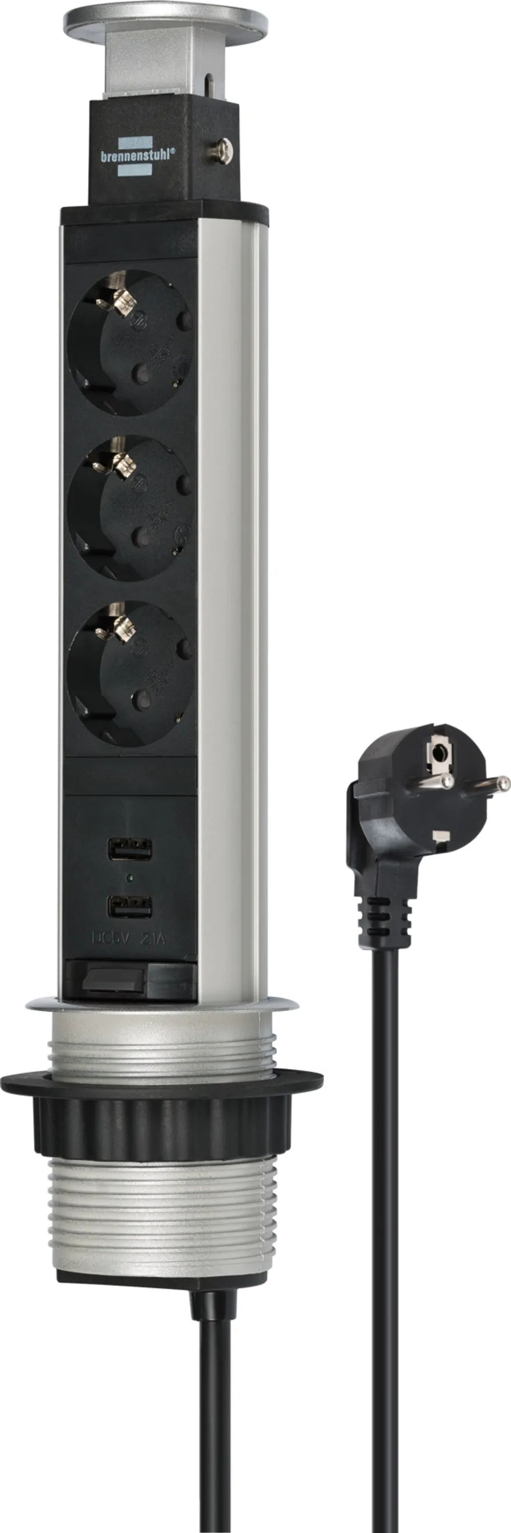 Brennenstuhl ALU-Tischstedo.-leiste 3fach, 2x USB