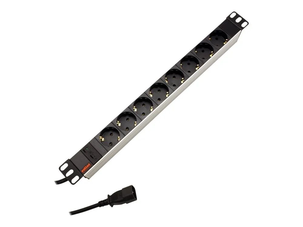 ROLINE Steckdosenleiste (Rack - einbaufähig) - 250 V - 2300 Watt - Eingabe, Eingang IEC 60320 C14 - Ausgangsanschlüsse: 8 - 1U - 48.3 cm (19")