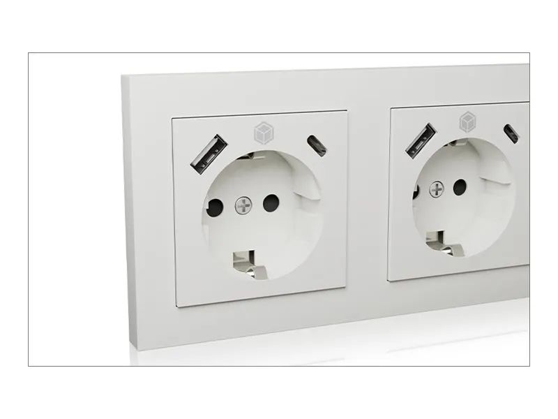 ICY BOX IB-MPS4200W-PD - Steckdose - 2P+E - Typ F, USB, USB Typ-C - mit Verschluss - 1 Steckdose, 1 USB-C socket, 1 USB-Anschluss - 3 A - weiß (Packung mit 2)