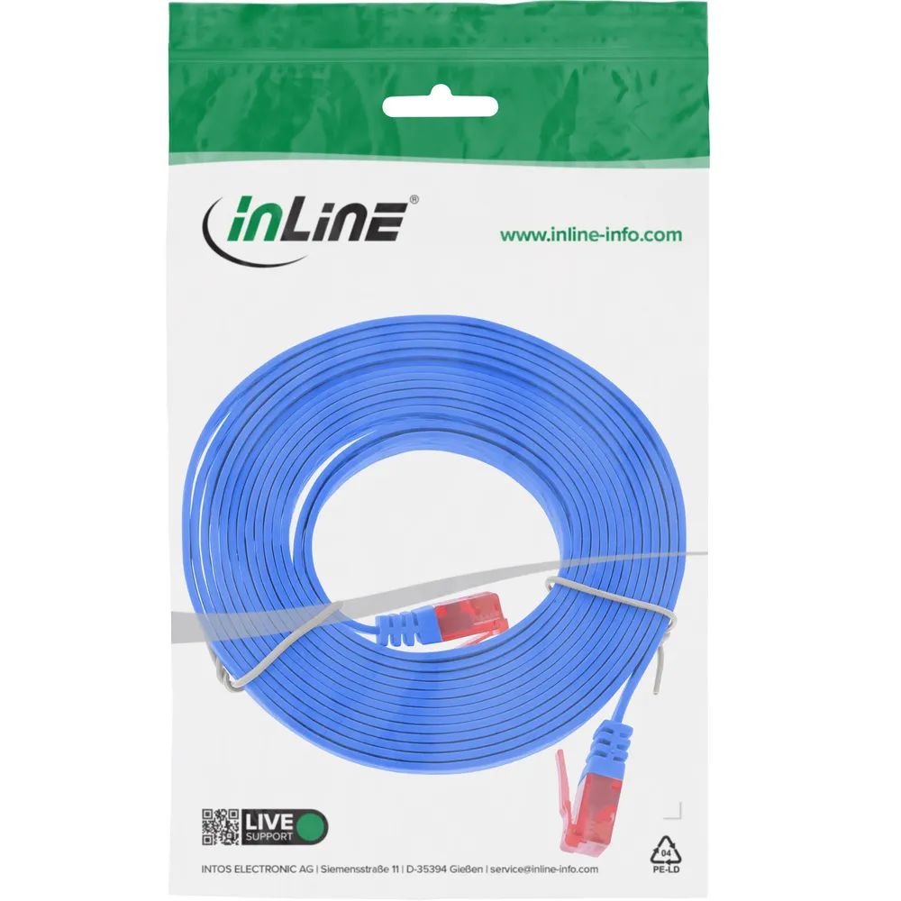 InLine Patchkabel flach - U/UTP - Cat.6 - blau - 5m