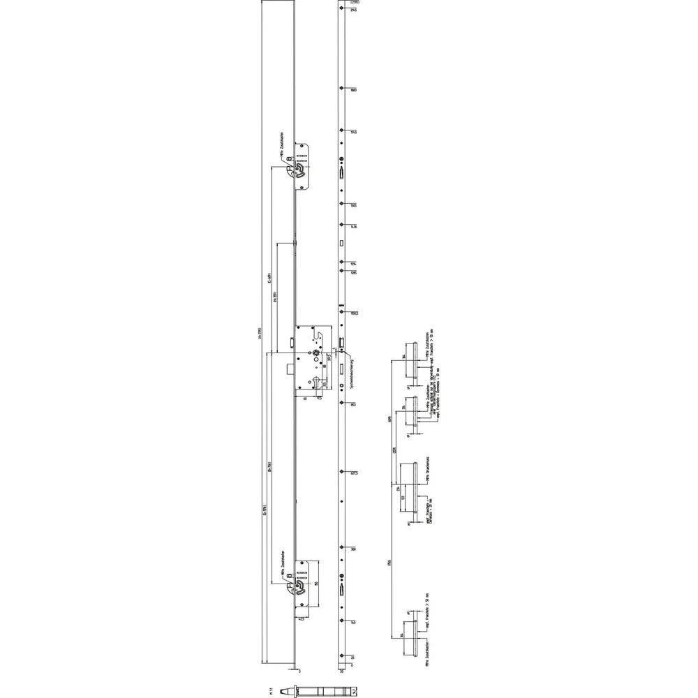 KFV MFV-Schloss BS 2600 f. niedrige Türen ÖNORM,DM 65,Stulp 20mm,silber verzinkt