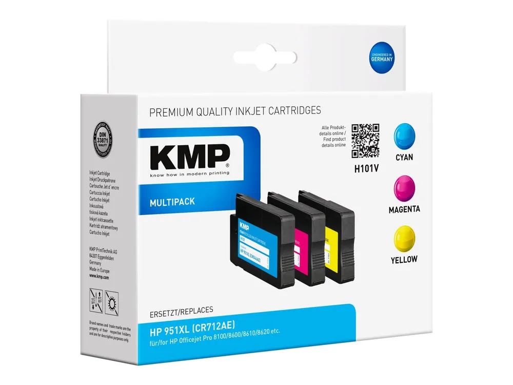 KMP MULTIPACK H101V - 3er-Pack - Gelb, Cyan, Magenta - kompatibel - Tintenpatrone (Alternative zu: HP 951XL, HP CN046AE, HP CN047AE, HP CN048AE)