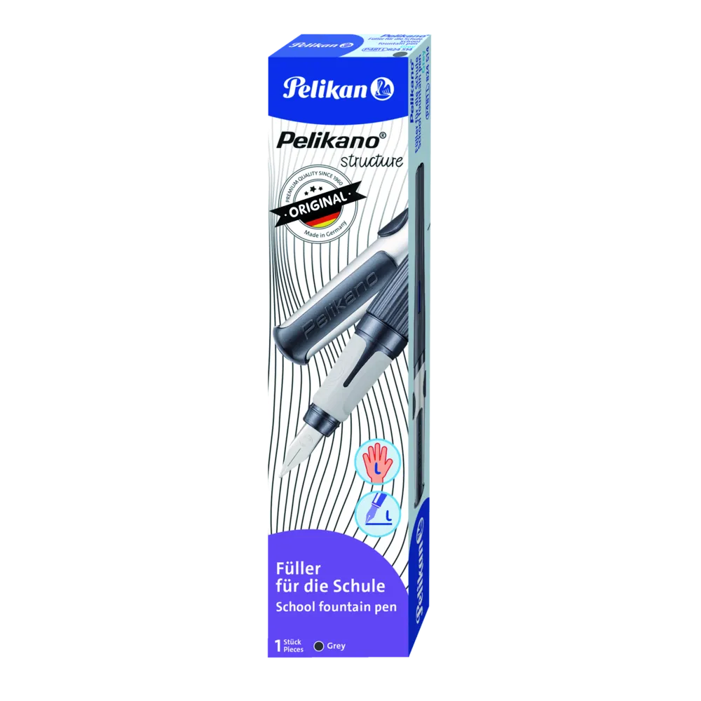 Pelikan Pelikano® structure Füller für Linkshänder, Grau, Feder L, Faltschachtel