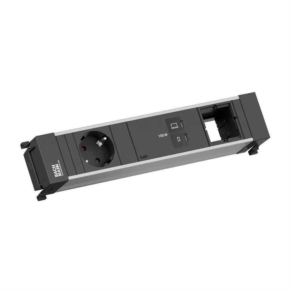 BACHMANN POWER FRAME 1xCEE7/3, 1xUSB C/C 100W 1xCM L=0,2m