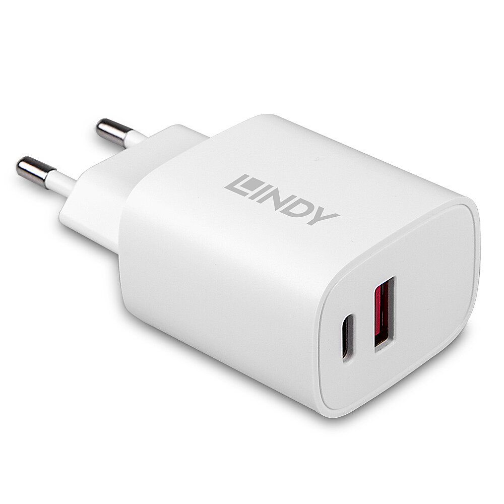 Lindy Netzteil - 20 Watt - 3 A - PD 3.0 - 2 Ausgabeanschlussstellen (24 pin USB-C, USB)