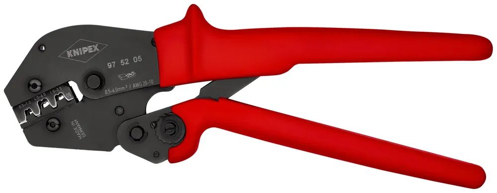 KNIPEX Crimpzange auch für Zweihandbedienung mit rutschhemmenden Kunststoff-Hüllen brüniert 250 mm