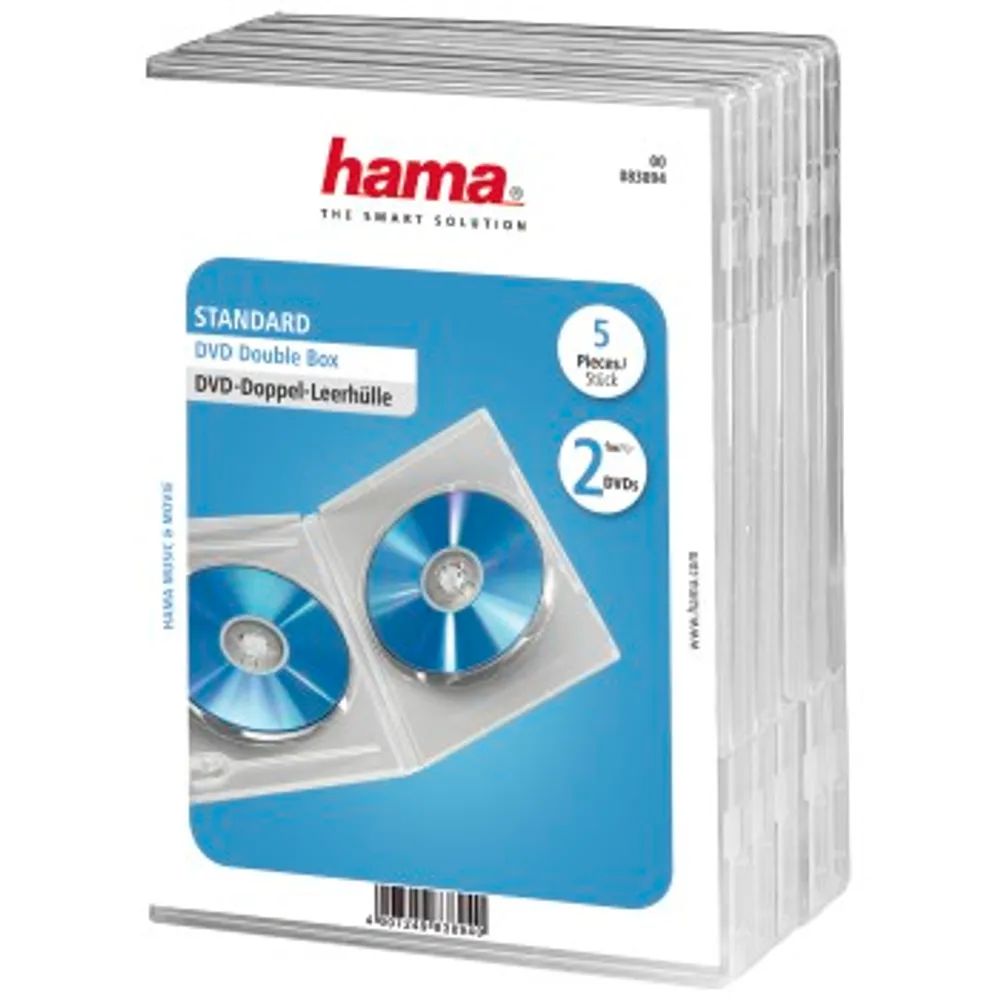 Hama DVD-Doppel-Leerhülle Standard, 5er-Pack, Transparent