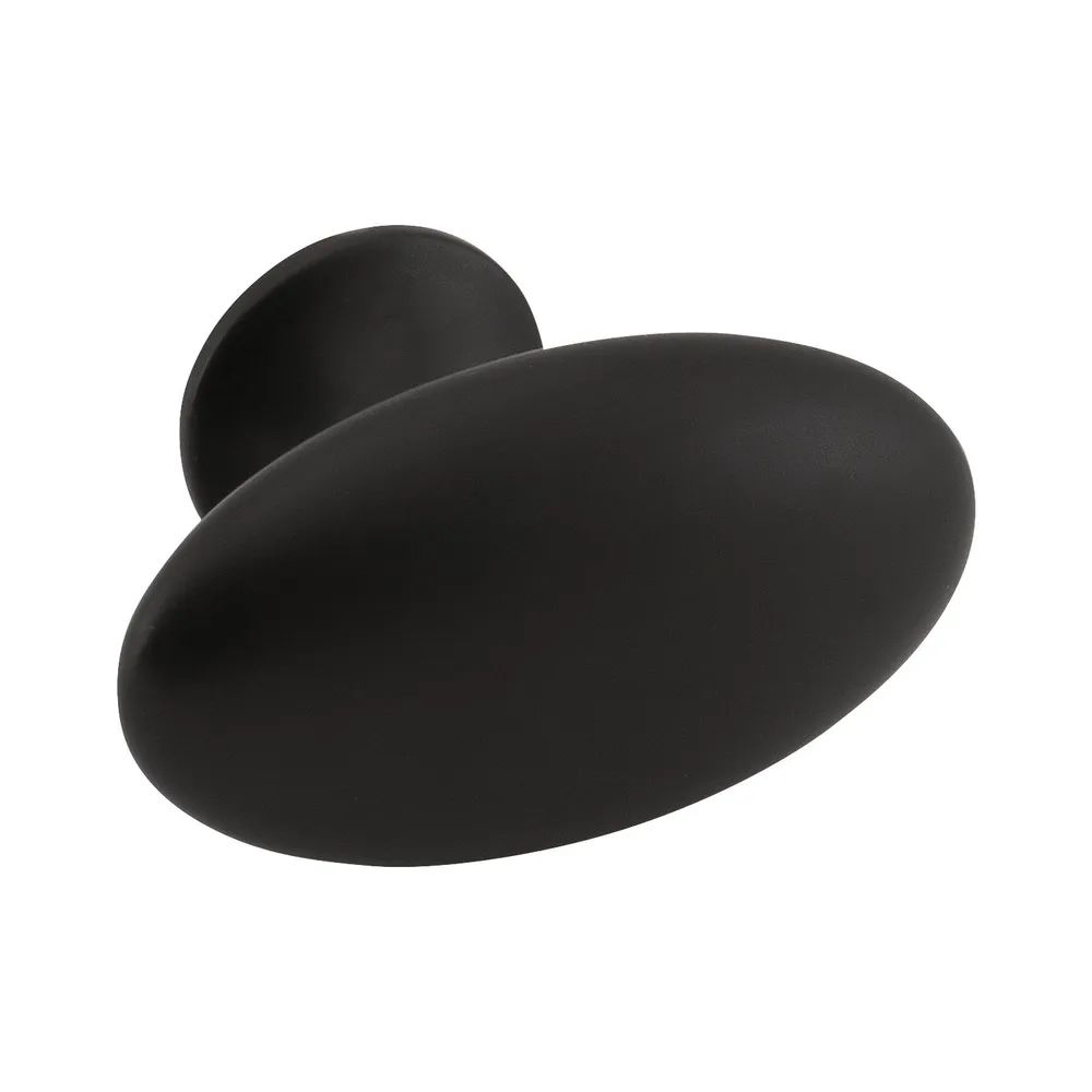 Furnipart Möbelknopf Oval Simple B 60 mm, H 35 mm, Zinkdruckguss schwarz matt