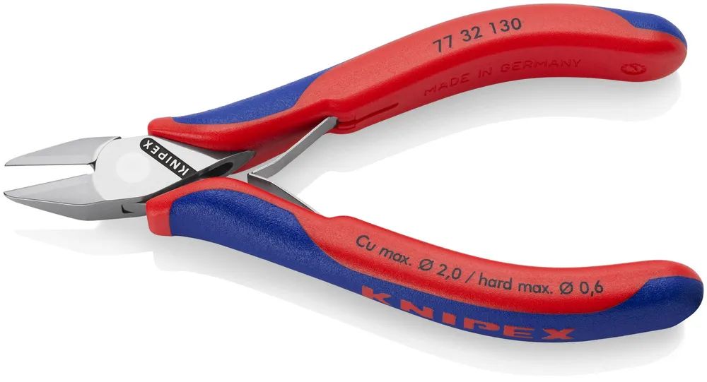 KNIPEX Elektronik-Seitenschneider mit durchgestecktem Gelenk mit Mehrkomponenten-Hüllen 130 mm