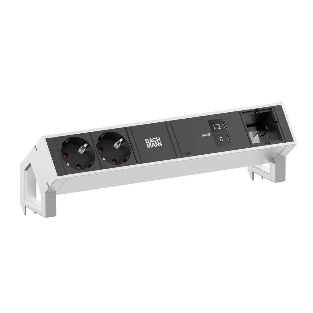 BACHMANN DESK2 2xCEE7/3 1xUSB C/C 100W, 1xCM 1,0m INOX