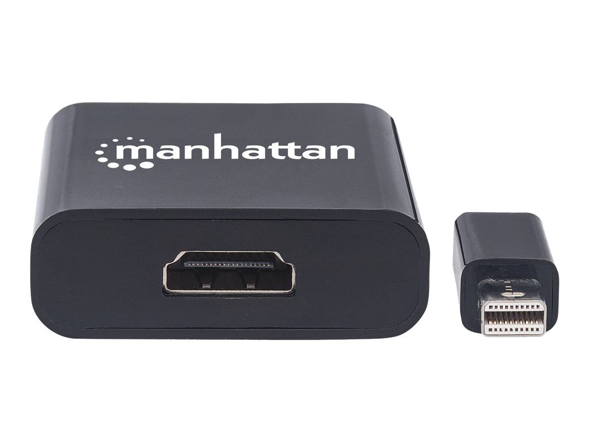 Manhattan Aktiver Mini-DisplayPort auf HDMI-Adapter, Mini-DisplayPort-Stecker auf HDMI-Buchse, 4K@60Hz, schwarz, Polybagverpackung
