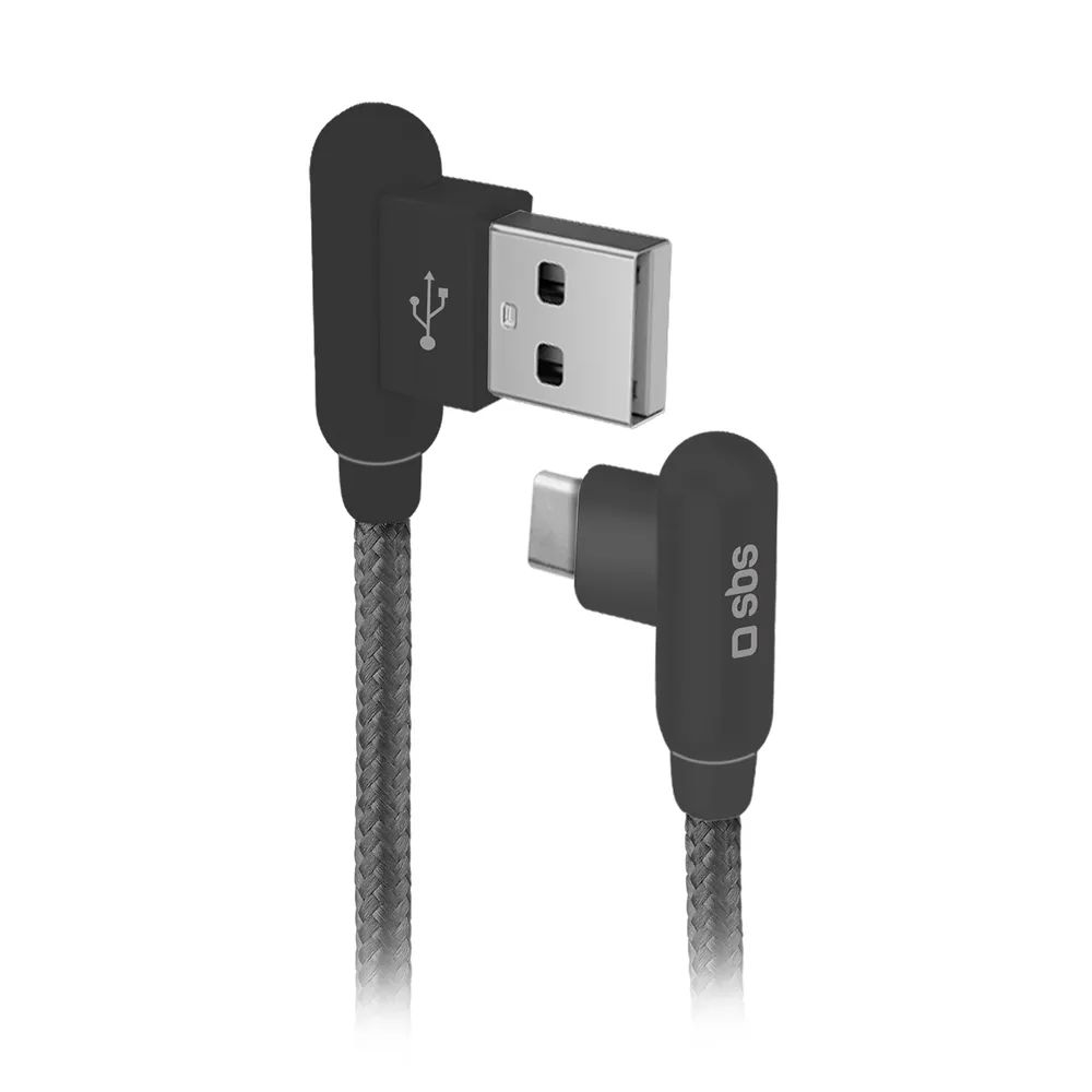 SBS Daten- u. Lade-Winkelkabel, USB-A  USB-C, 1m