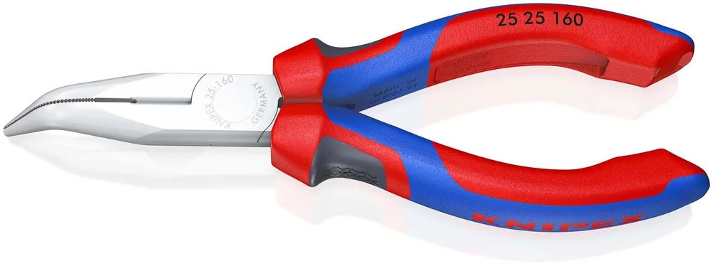 KNIPEX Flachrundzange mit Schneide (Radiozange) mit Comfort-Griffen verchromt 165 mm