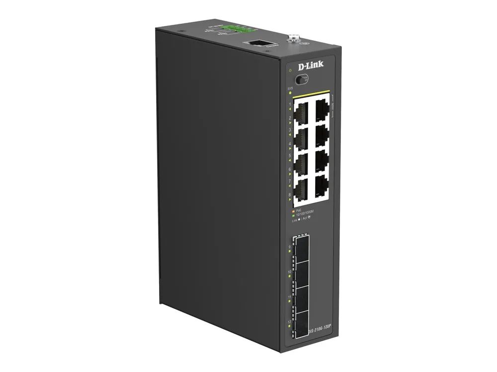 D-Link DIS 210G-12UP - Switch - industriell - Smart - 6 x 10/100/1000 (PoE+)