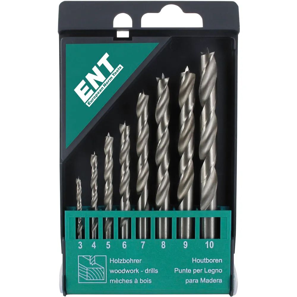 ENT Holzspiralbohrer-Kassette HSS-G Bohrer ø 3-10 mm 8-teilig