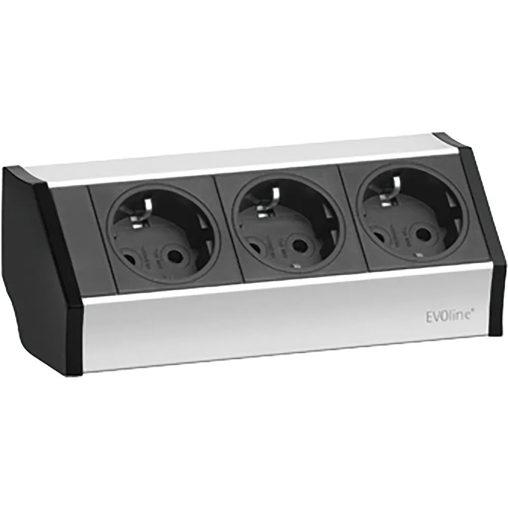 EVOline V-Dock Steckdosenelement 3 x Schuko alufarbig, schwarz