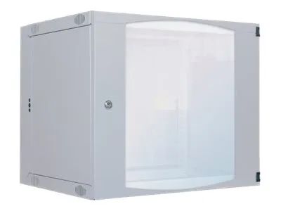 Intellinet Network Cabinet, Wall Mount (Double Section Hinged Swing Out), 12U, Usable Depth 235mm/Width 465mm, Grey, Flatpack, Max 30kg, Swings out for access to back of cabinet when installed on wall, 19", Parts for wall install (eg screws/rawl plug