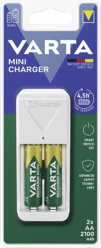 Varta Stecker-Ladegerät Mini Charger 2x AA 56706 2100mAh