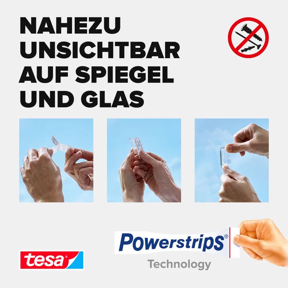 Tesa Powerstrips Transparent DECO - Montage-Etikett - Weiß - Indoor - 16 Stück(e)