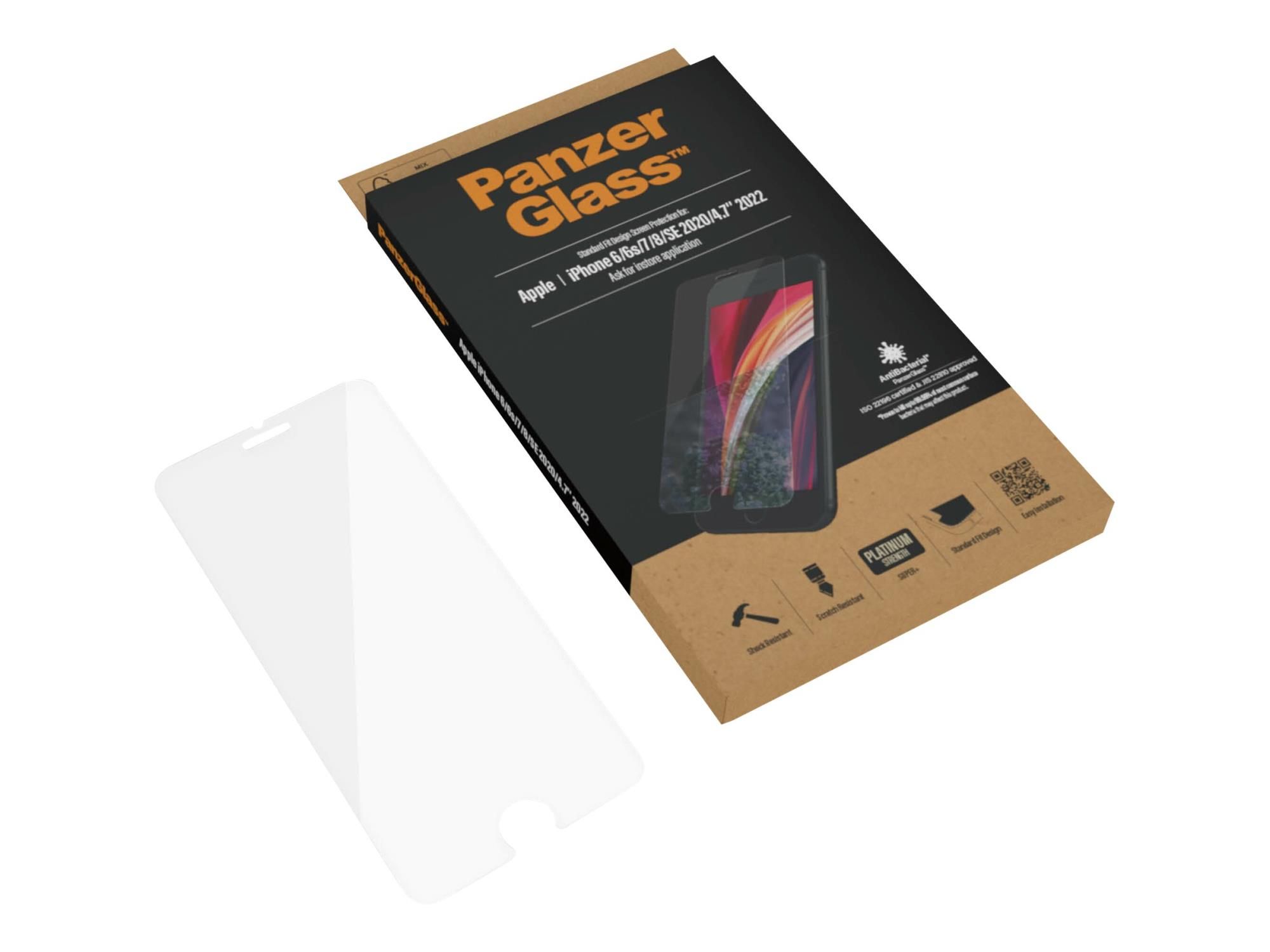 PanzerGlass Original - Bildschirmschutz für Handy - Glas - kristallklar - für Apple iPhone 6, 6s, 7, 8, SE (2. Generation)