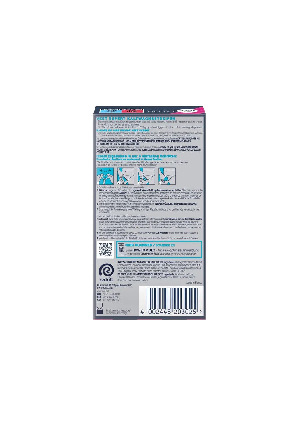 Veet Kaltwachsstreifen EXPERT Bikini & Achseln 16er