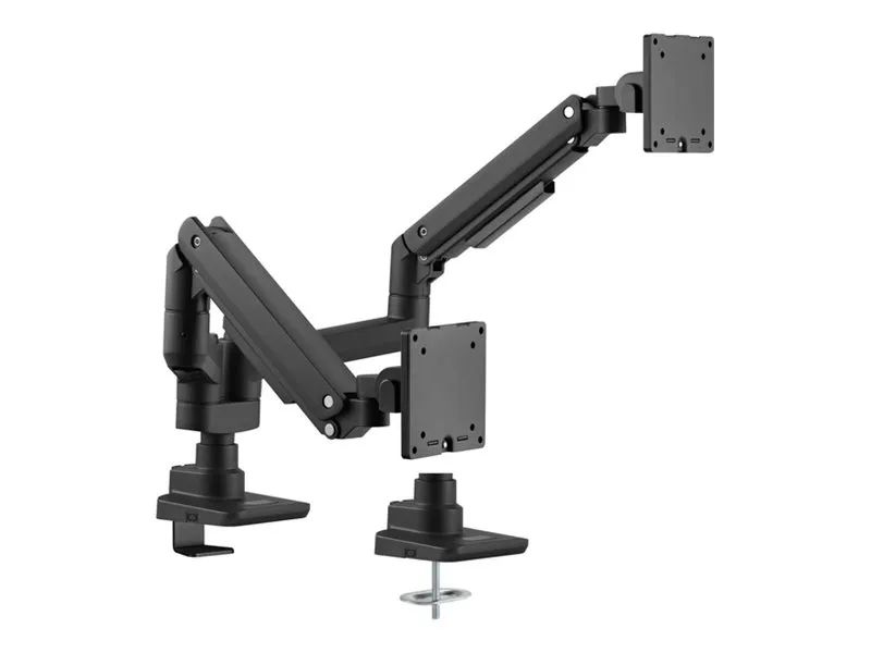 Equip Befestigungskit (Kabeldurchführungsklemme, Schrauben, Klemmhalterung, Tisch-Montagearm) - Gasfeder - für 2 LCD displays / curved LCD display - schwerlast - Kunststoff, stainless steel, Aluminium - Schwarz - Bildschirmgröße: 43.2-88.9 cm (17"-35