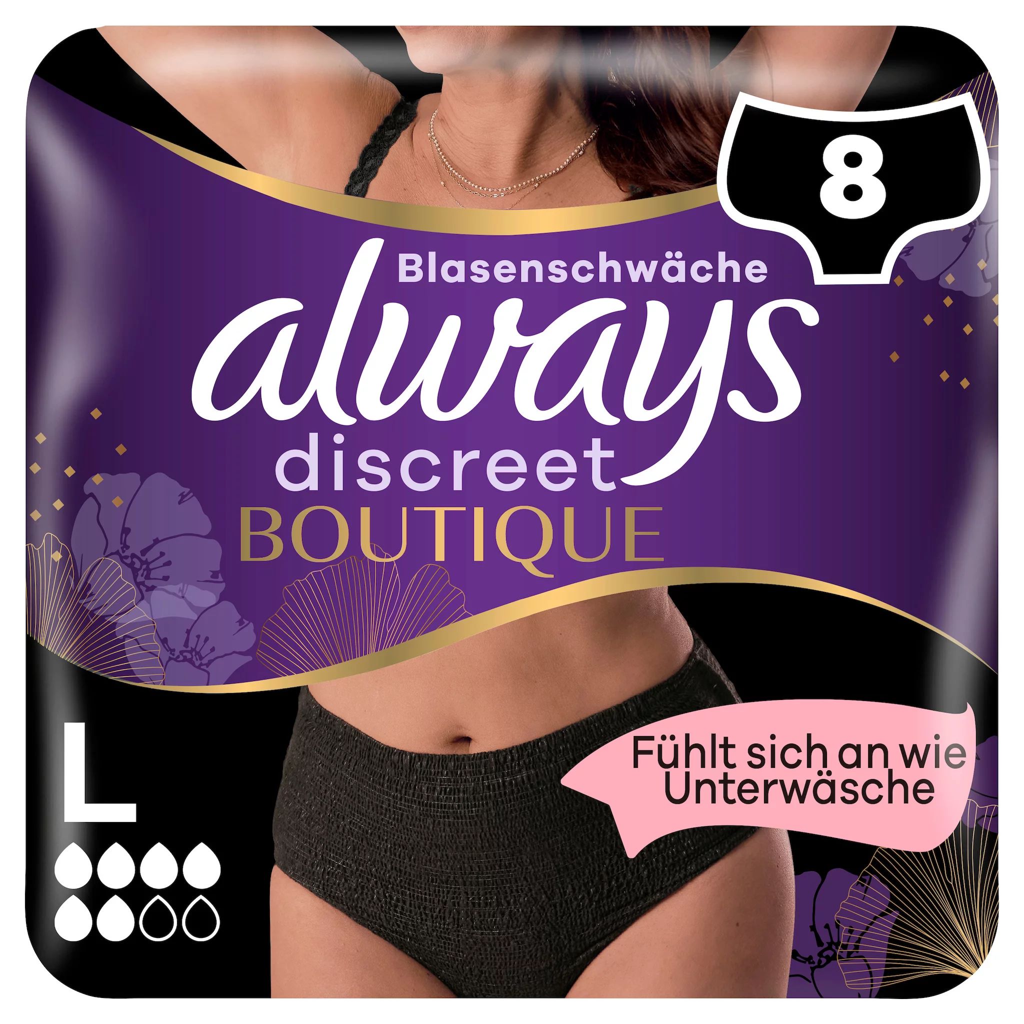 always Discreet Boutique Inkontinenz Pants Black L 8St