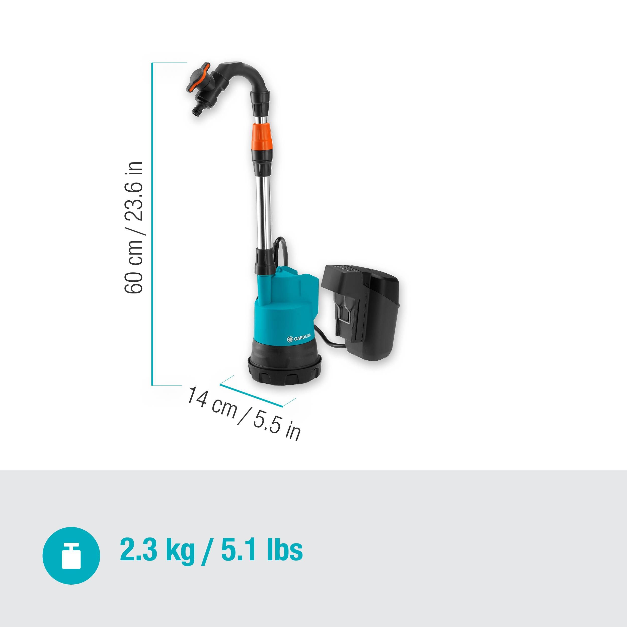 Gardena Akku-Regenfasspumpe 2000/2 18V P4A solo