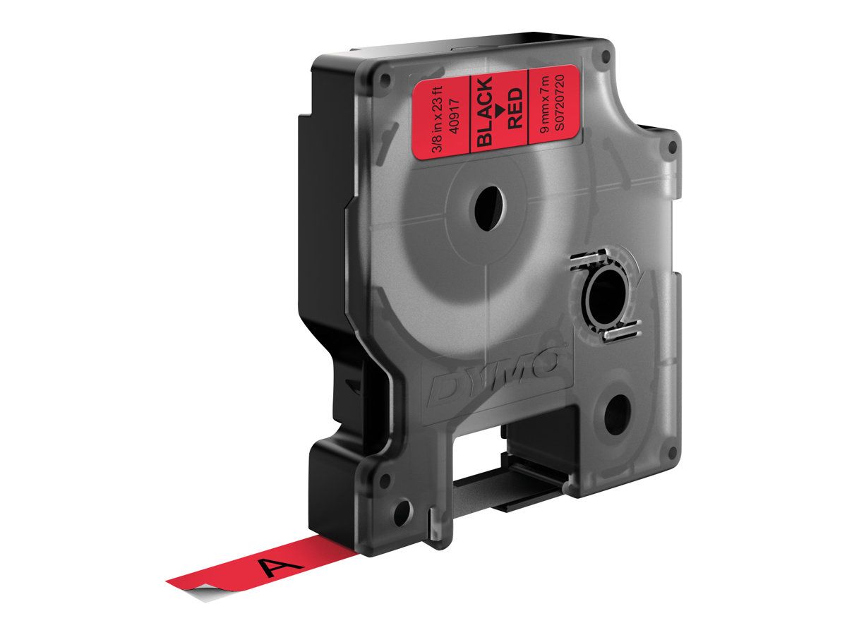 Dymo D1 - Glänzend - schwarz auf rot - Rolle (0,9 cm x 7 m)
