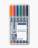 STAEDTLER Lumocolor - Marker - nicht dauerhaft - Schwarz, Rot, Blau, Grün, Orange, braun - 0.6 mm - fein (Packung mit 6)