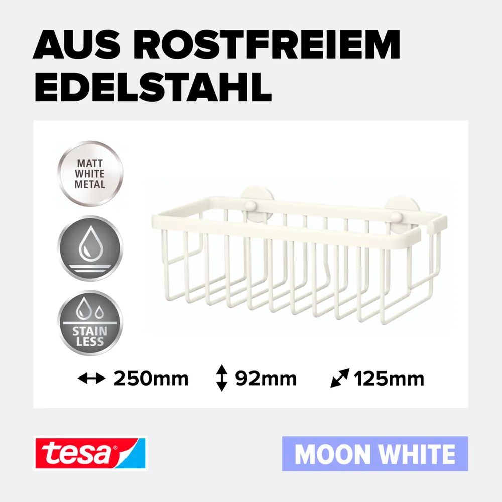 tesa® MOON WHITE Duschablage, weiß, Badaccessoire