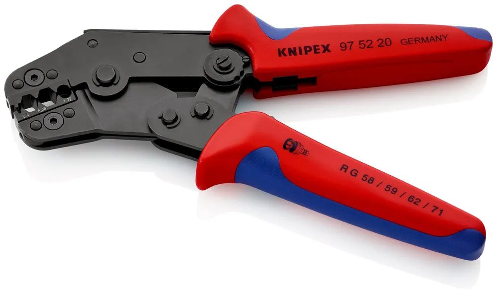 KNIPEX Crimpzange kurze Bauform mit Mehrkomponenten-Hüllen brüniert 195 mm