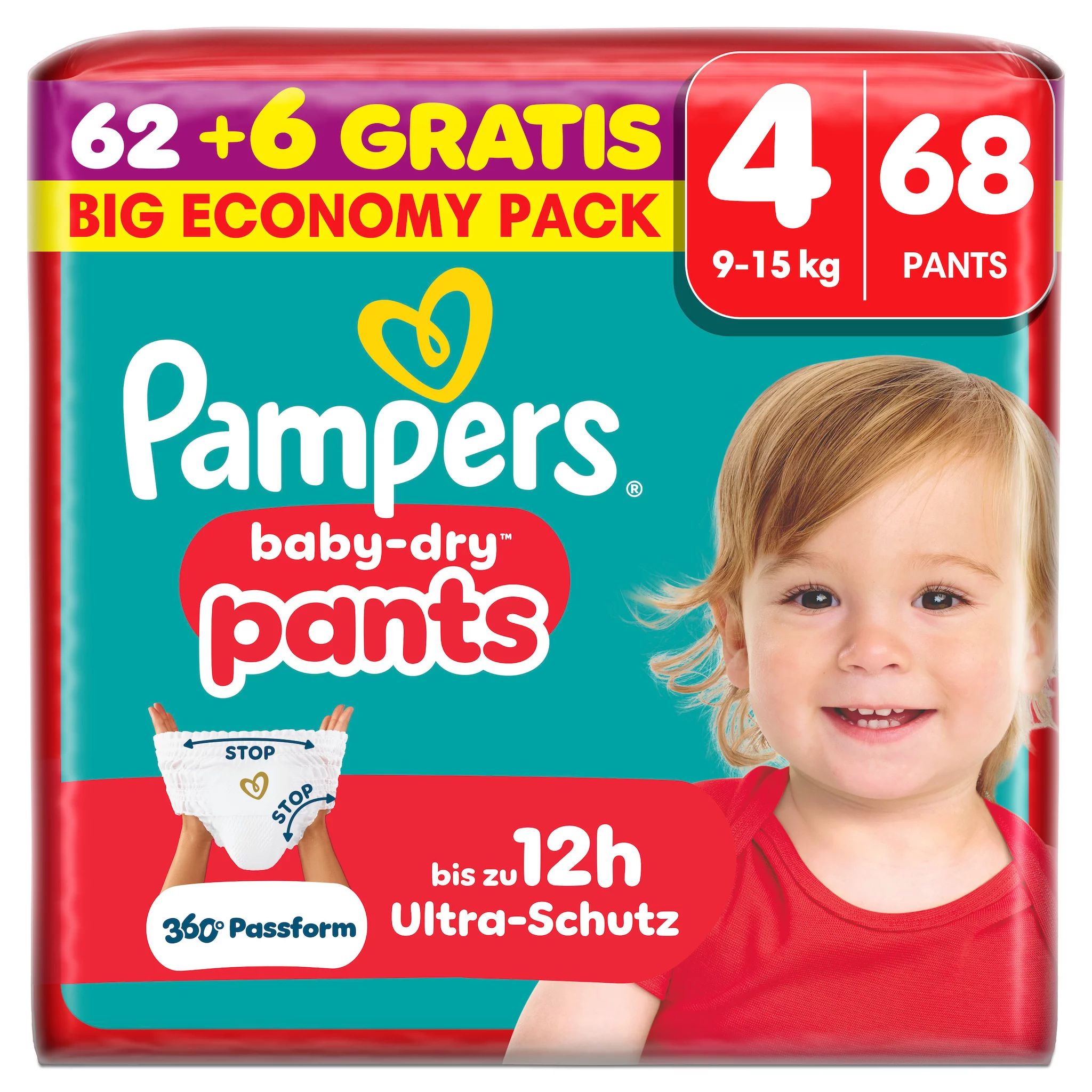Pampers Baby Dry Pants Gr.4 Maxi 9-15kg BigEco Overfill, 68 Stk.