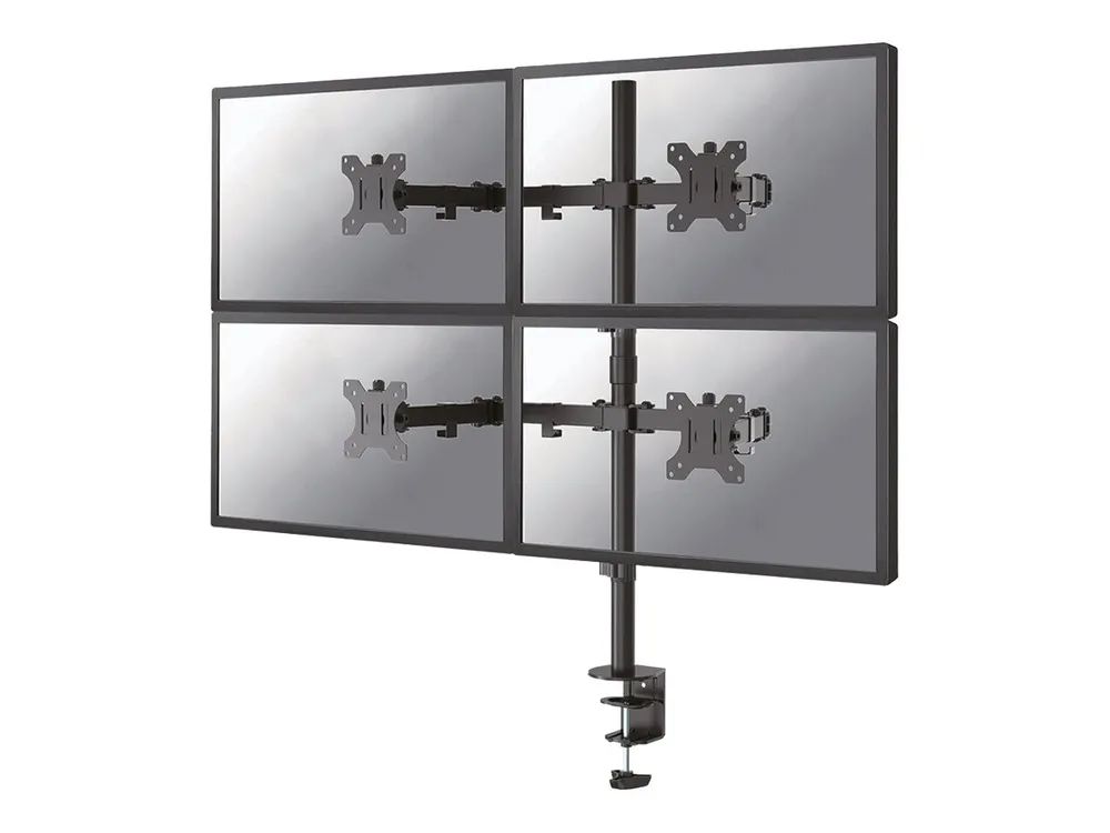 Neomounts FPMA-D550D4 - Befestigungskit (Tischplattenbohrung, Spannbefestigung für Tisch, Stange, 4 VESA-Adapter, 4 Arme)