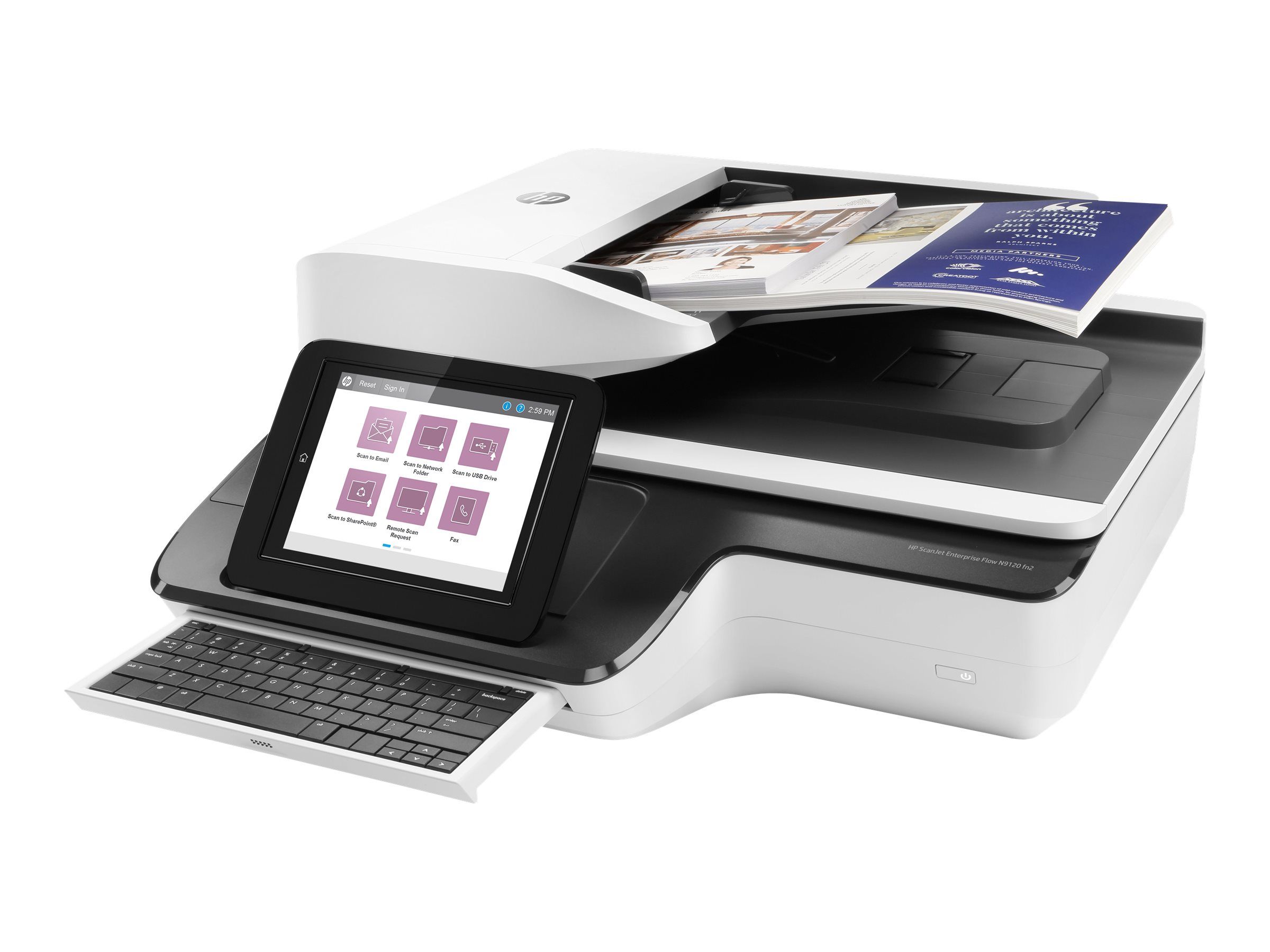 HP ScanJet Enterprise Flow N9120 fn2 - Dokumentenscanner - Flachbett: CCD / ADF: CIS - Duplex - 297 x 864 mm - 600 dpi x 600 dpi - bis zu 120 Seiten/Min. (einfarbig)