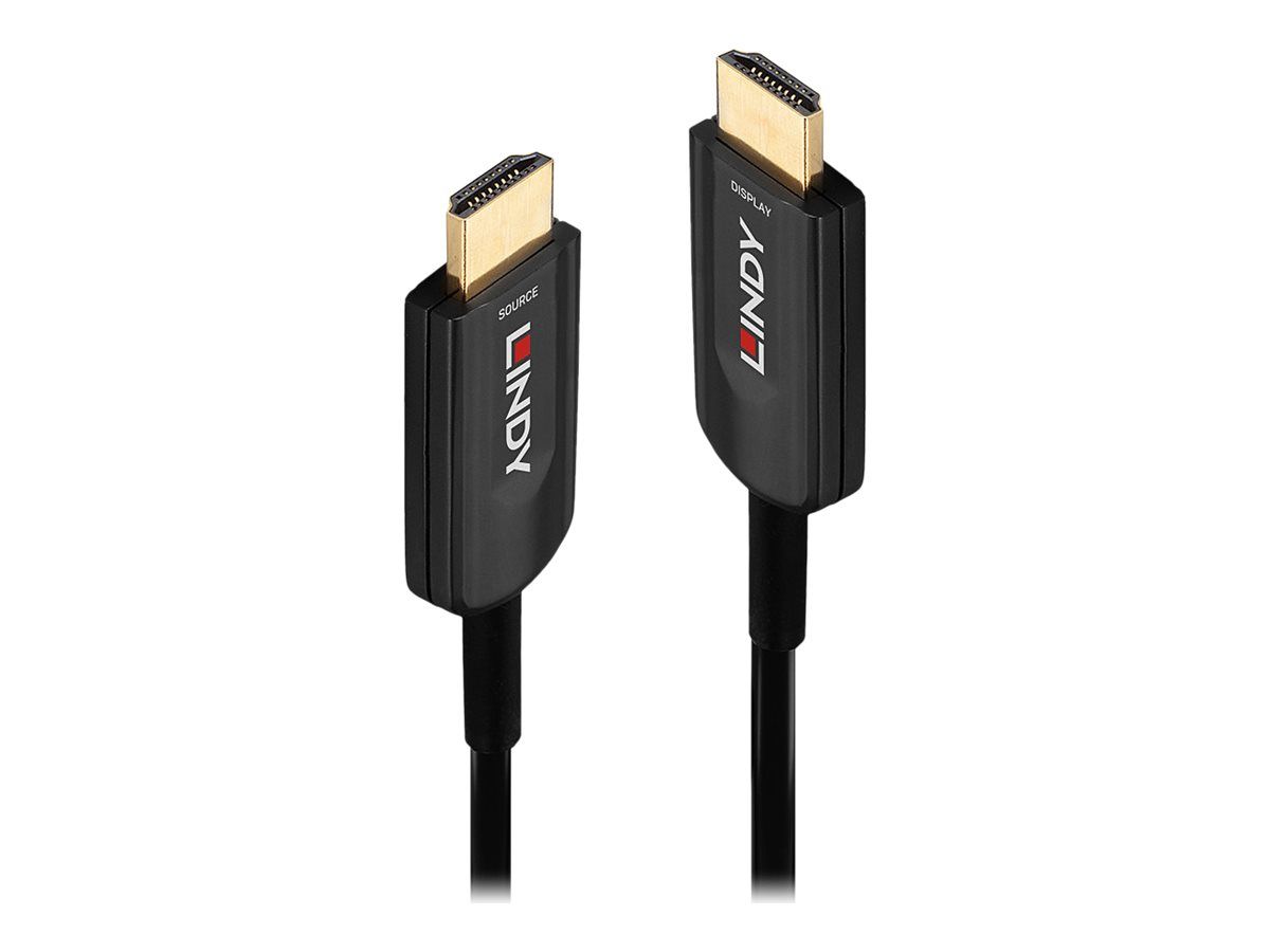 Lindy Ultra High Speed - HDMI-Kabel - HDMI männlich zu HDMI männlich - 20 m - Hybrid Kupfer/Kohlefaser - Schwarz - rund, Active Optical Cable (AOC)