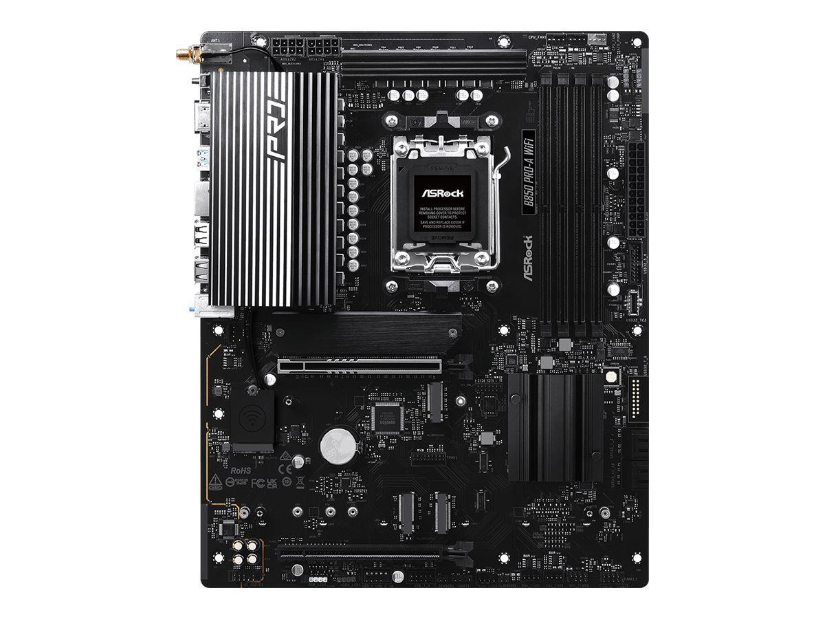 ASRock B850 Pro-A WiFi - Motherboard - ATX - Socket AM5 - AMD B850 Chipsatz - USB-C 3.2 Gen 2x2, USB-C 3.2 Gen 1, USB 3.2 Gen 1, USB-C 3.2 Gen2 - 2.5 Gigabit LAN, Wi-Fi 6E, Bluetooth - Onboard-Grafik (CPU erforderlich)