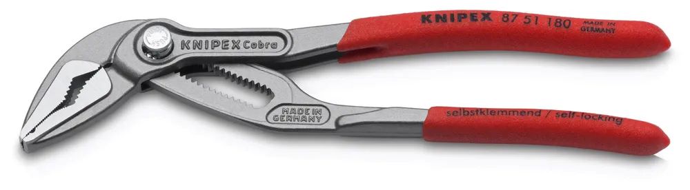 KNIPEX Cobra® ES Wasserpumpenzange extra-schlank mit rutschhemmendem Kunststoff überzogen grau atramentiert 180 mm