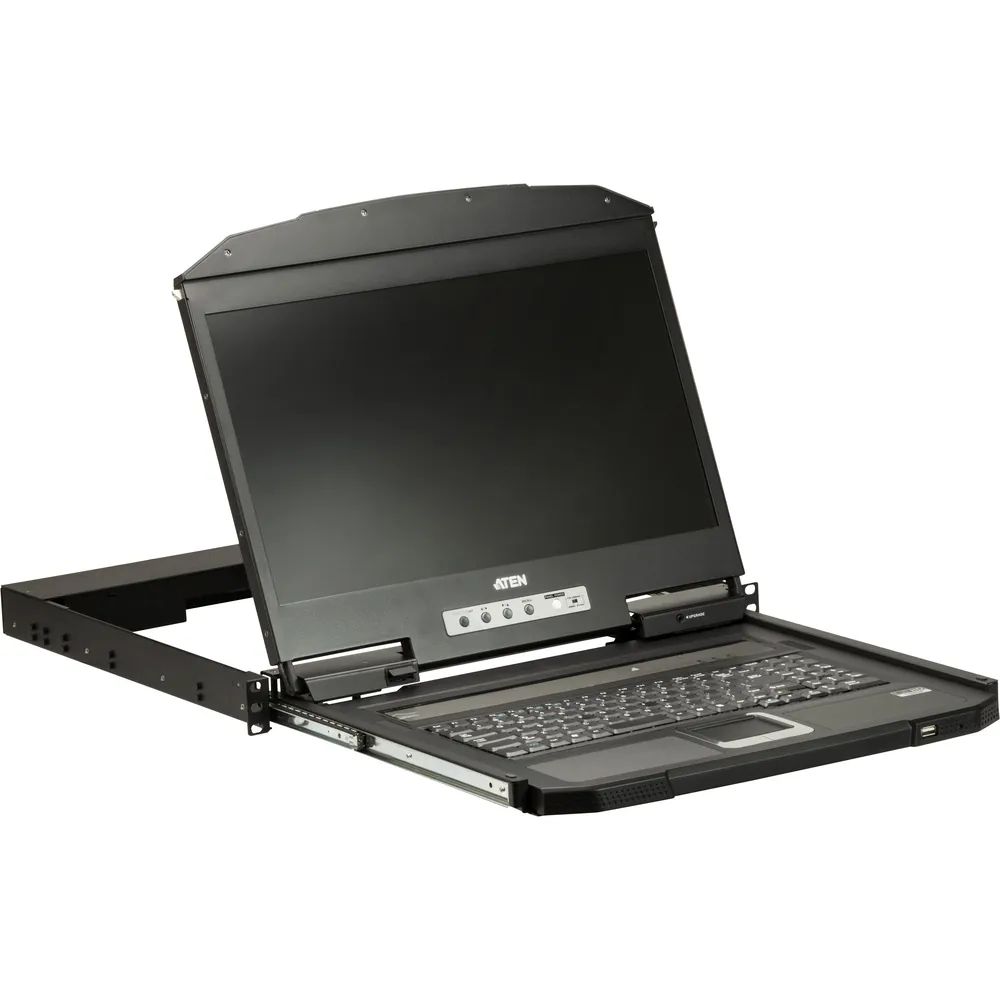 ATEN 1U Short Depth USB VGA Single RailLCD............-German Keyboard - KVM-Konsole