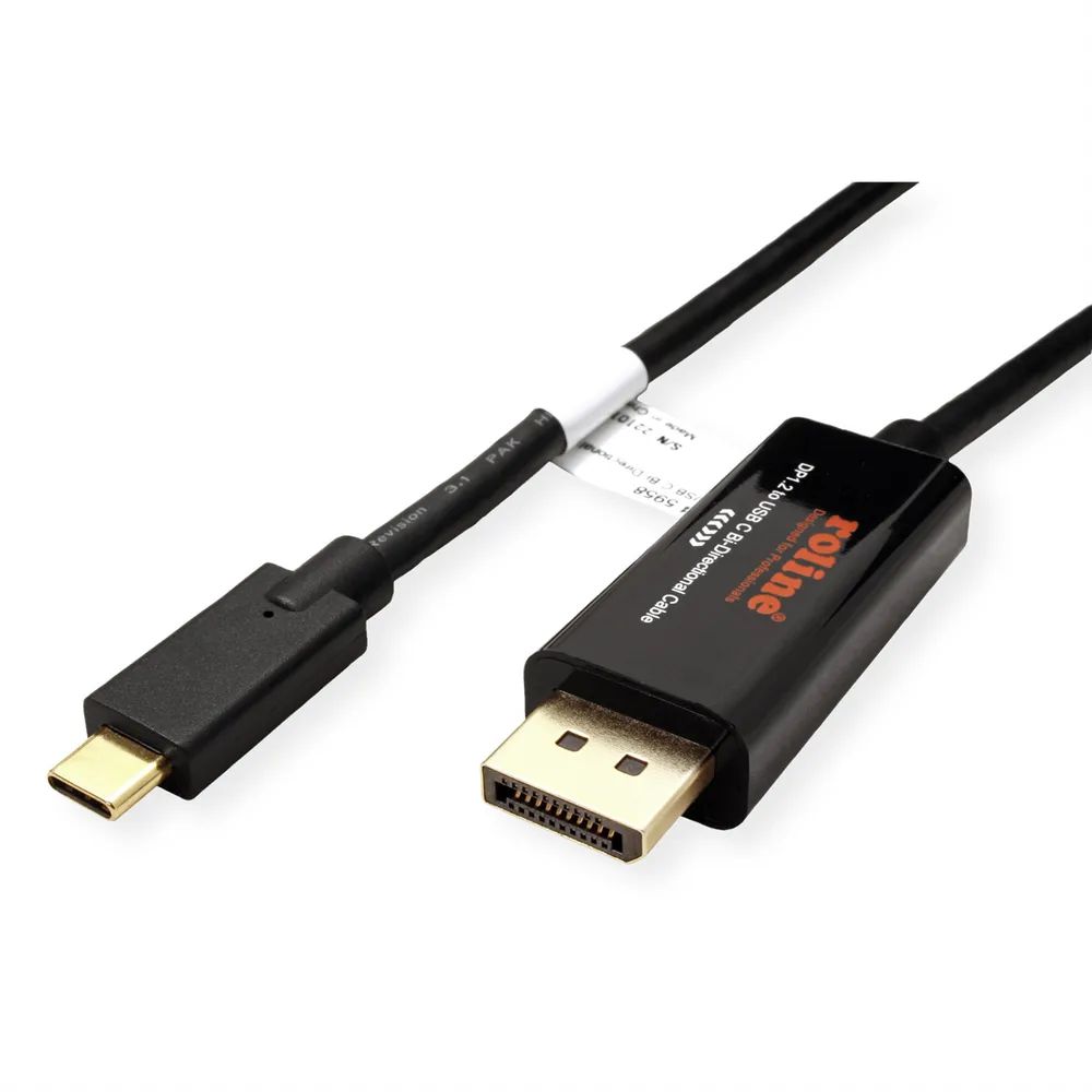 ROLINE USB Typ C - DisplayPort, v1.2, bidirektionales Adapterkabel, ST/ST, 2 m